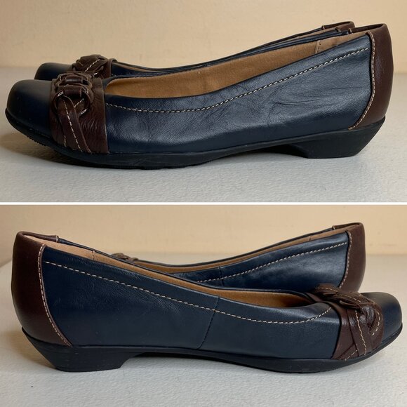 Comfortiva Softspots Posie Flats in Navy / Chocolate Size 8 - Picture 3 of 16